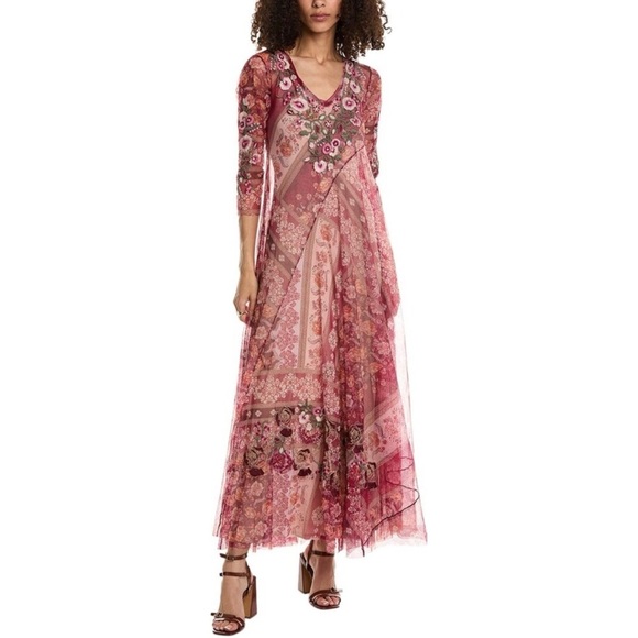 Johnny Was Cardinal Mesh Dress NEW